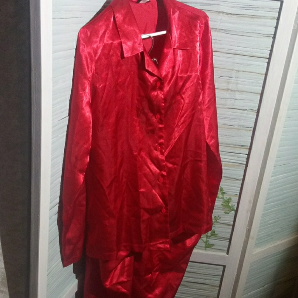 Red Silk Frederick of Hollywood pajamas